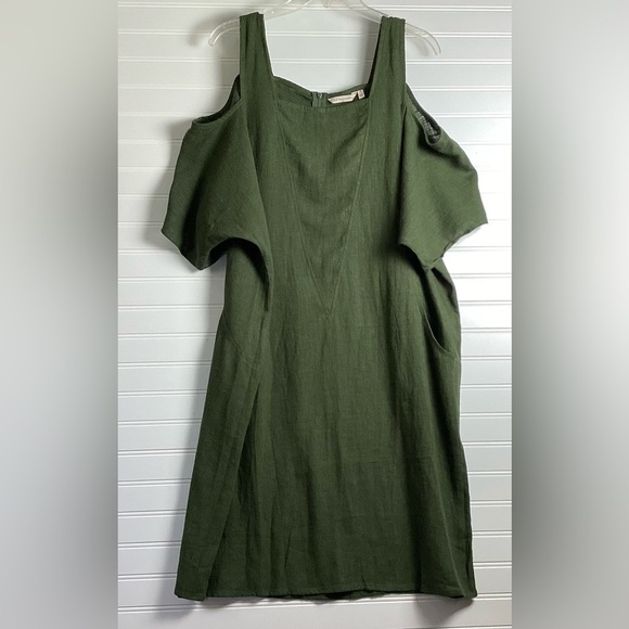 Soft Surroundings Emelia Dress Cold Shoulder Linen Blend Size Medium - Picture 2 of 9